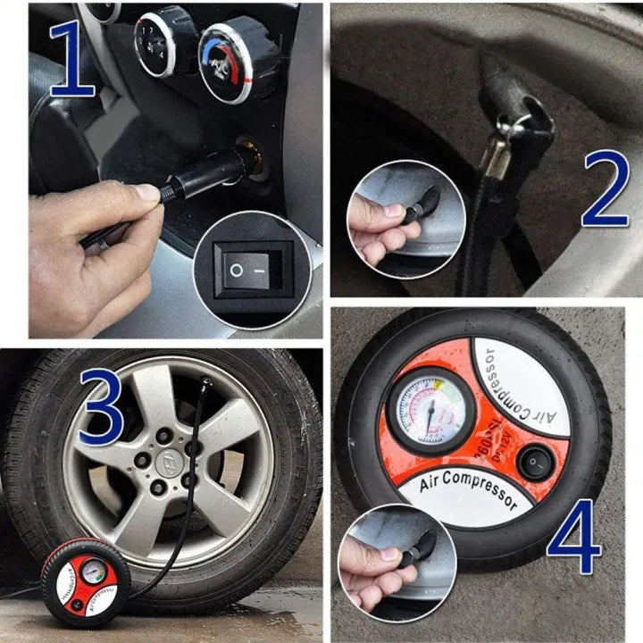 Tire Inflator Air Compressor Attachment,12v Outdoor Travel Emergency Air inflator Pump,Portable Electric Mini air Compressor for Car Tires,Rubber Floater,Balls,Hovercraft