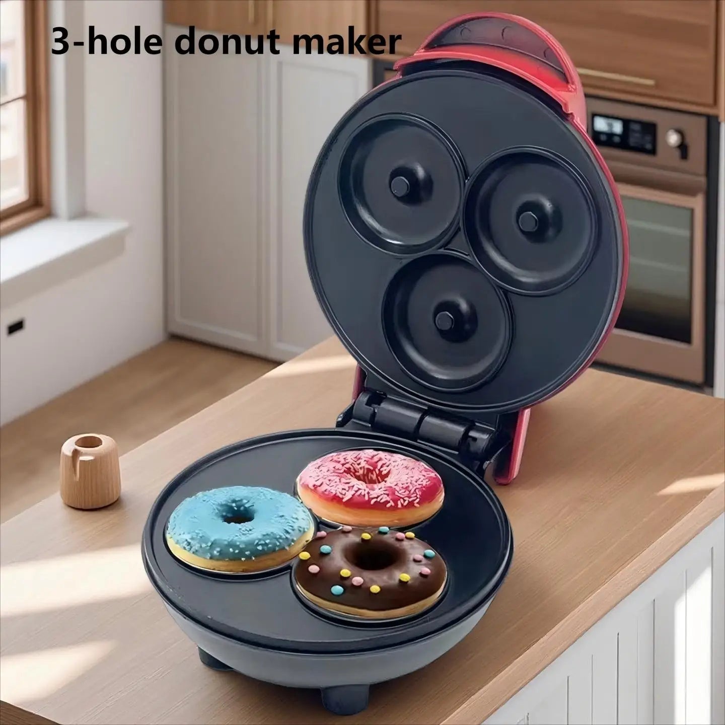 Doughnut Machine, Household Small 3-Hole Mini Baking Machine, Electric Pancake Maker