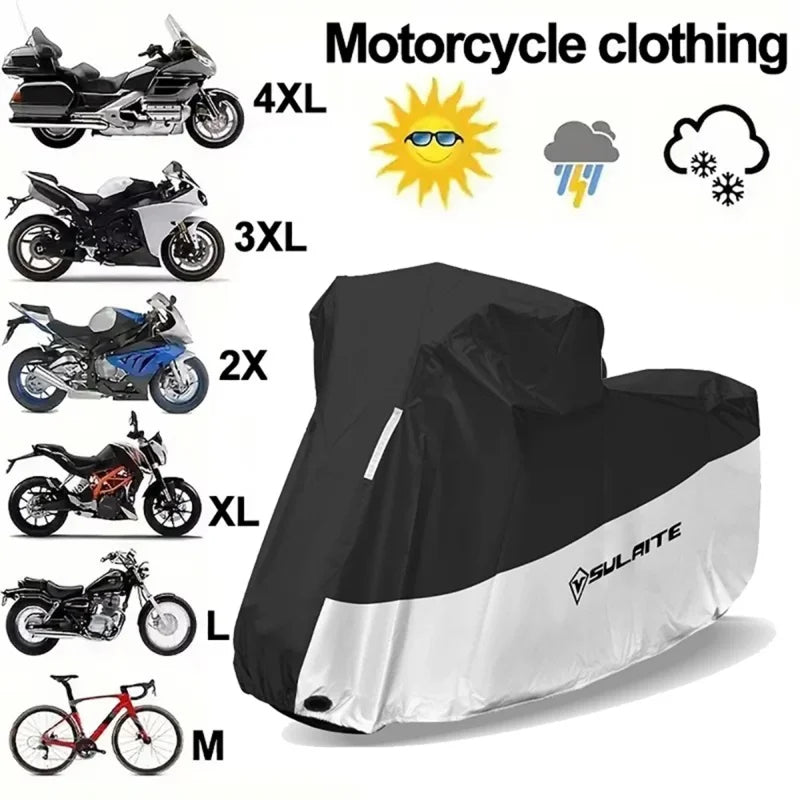 Waterproof Dustproof Motorcycle Cover Accessories 210D Fabric Reflective Strips & Lock Holes for Scooter/Bike Indoor Supplies