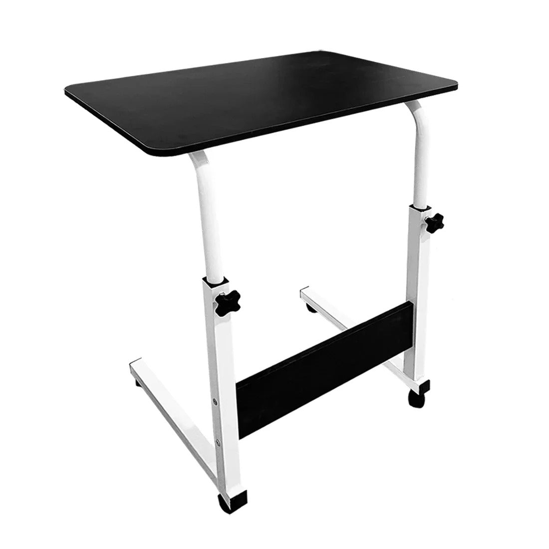 Accommodates textile-desk table with wheels to work and study. Multipurpose adjustable side table for bedroom, 40x60x65-89 cm
