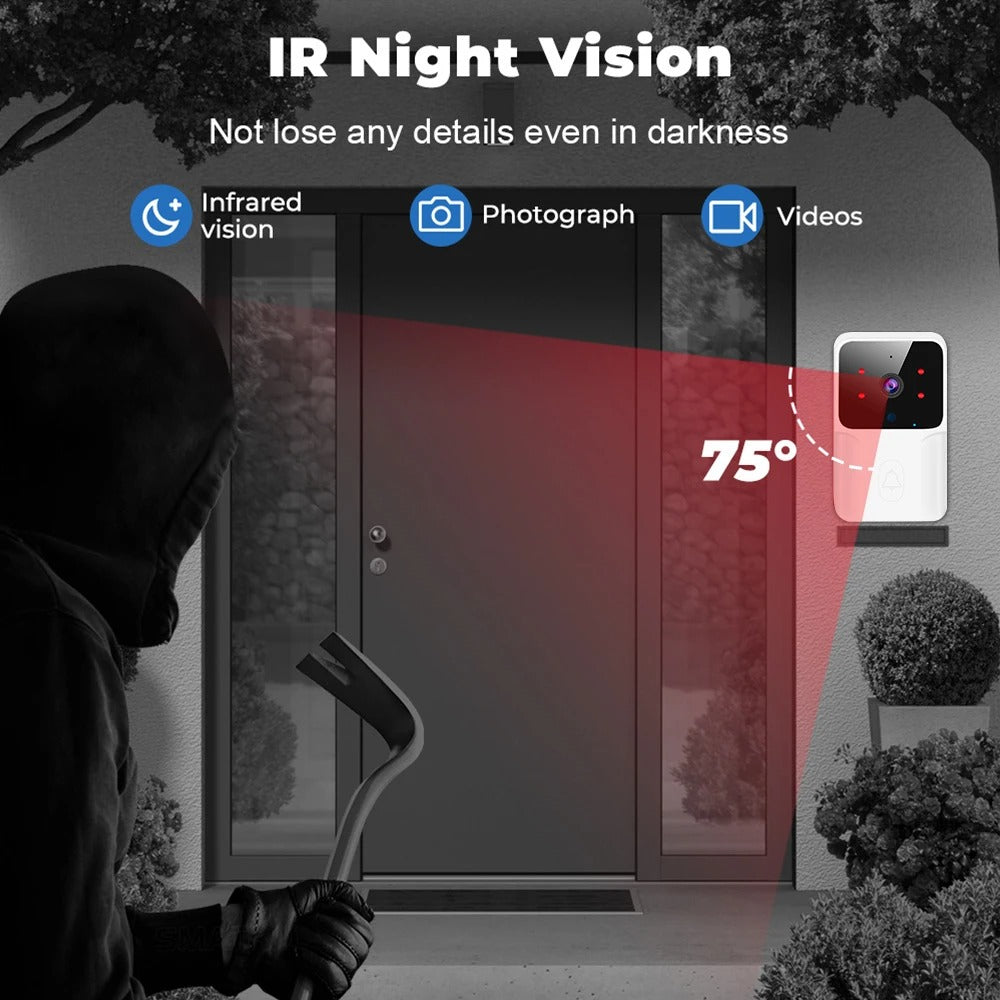 Tuya Smart WiFi Wireless Audio/  Video Doorbell IR Night Vision Smart Home Security Door Bell Two Way Intercom System HD Camera