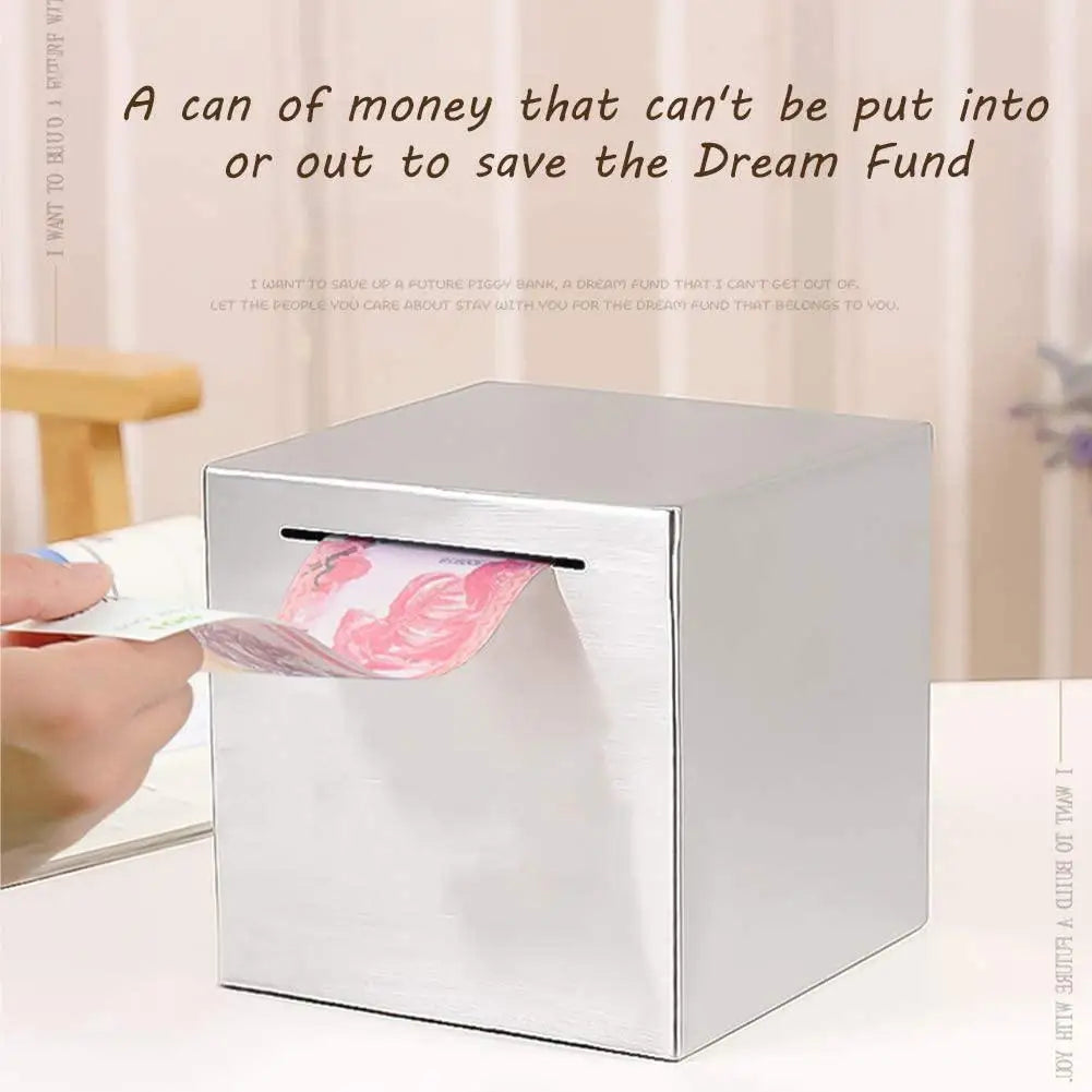 100 days Unopenable Steel Piggy Bank, Unopenable Savings Coin Money Piggy Bank Jar Box,Durable Metal Money Box