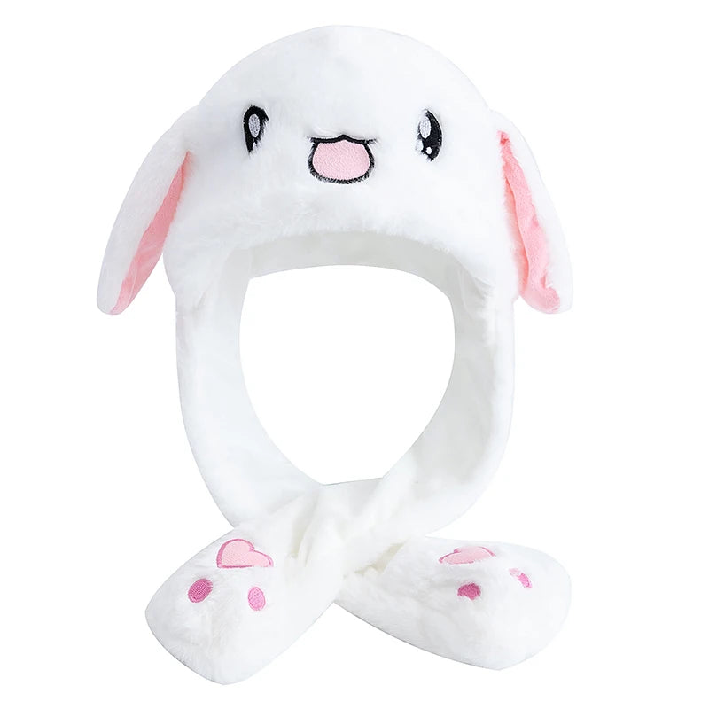 Ear Moving Up Couple Cap Cute Hat Women Girls Funny Bunny Hat Rabbits Style Ears Plush Fur Winter Lovely Hat ﻿