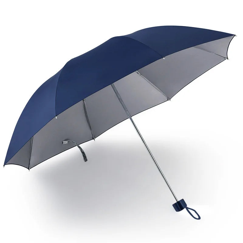 Paradise Silver Rubber Sun Umbrella 8/10K 3-Folding Solid color UV clear Protective Sunny Umbrella