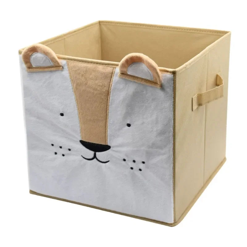 Plush Storage Box Cute Cartoon Animal DIY Storage Box Felt Fabric Foldable Storage Basket For Nursery Toys Organizers