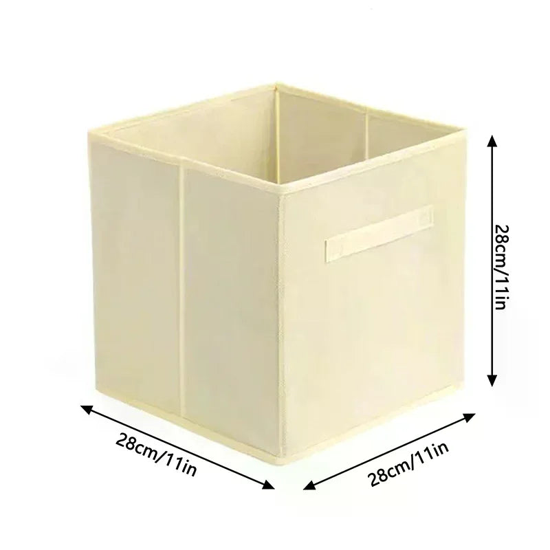 Linen Storage Box With Handle Non-woven Folding Fabric Storage Box Cube Bin For Children Toys Sundries Organizer Storage Bins