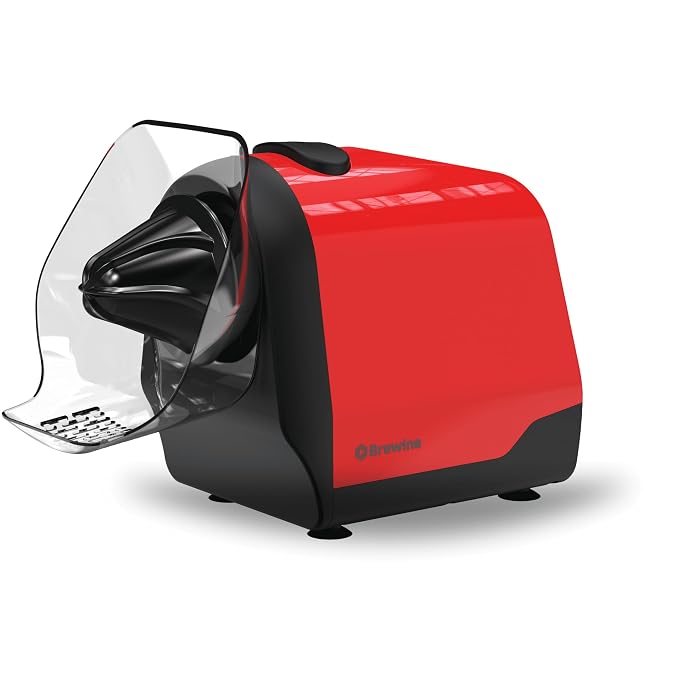 Brewine 2-in-1 Coconut Scraper & Citrus Juicer with Dual Speed Settings, Cooling Fan for Ventilation, Stainless Steel Scraping Blade, Splash Guard, Super Suction Feet for Stability, Red, 200 Watts