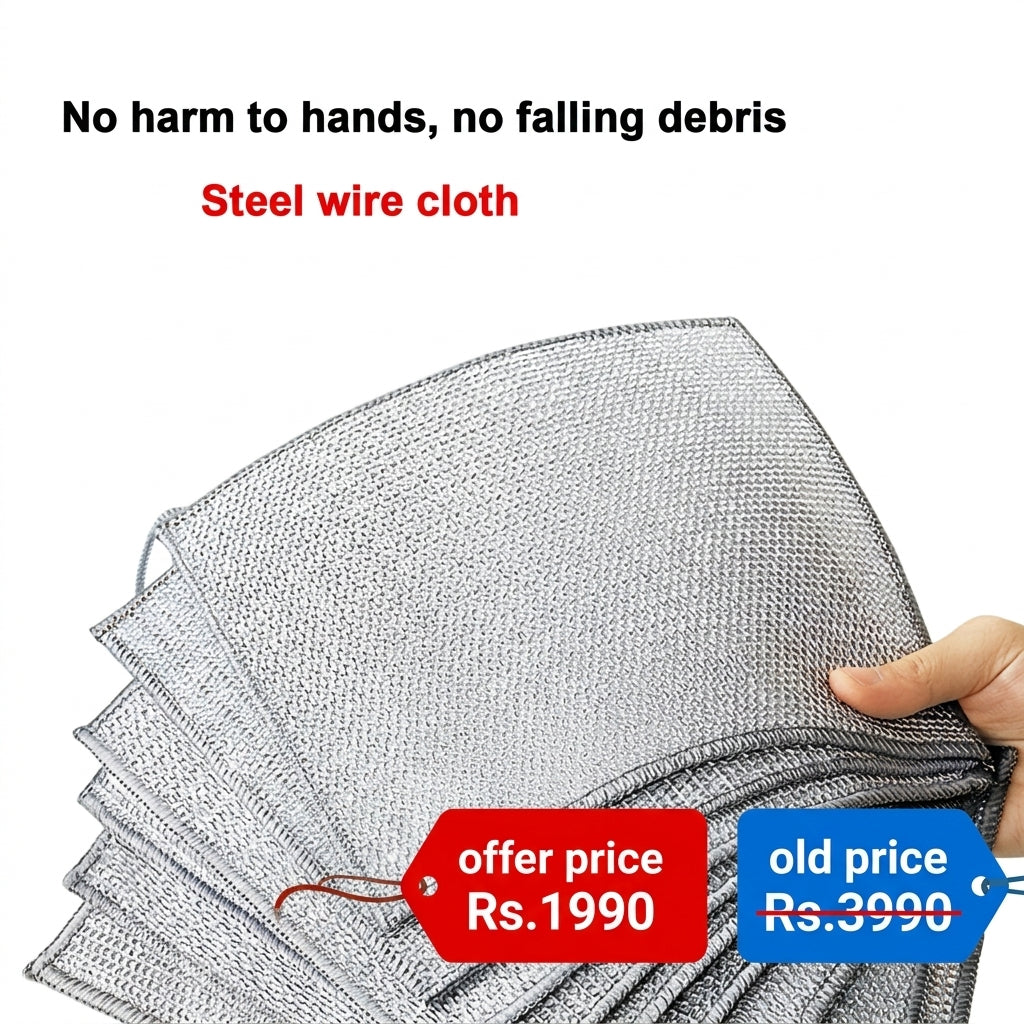 4 x 5  Wire Cleaning Cloth Double-sided Thickened Metal Silver Wire Rags Kitchen Dish Pot Washdishing Cloths Towel Clean Tools