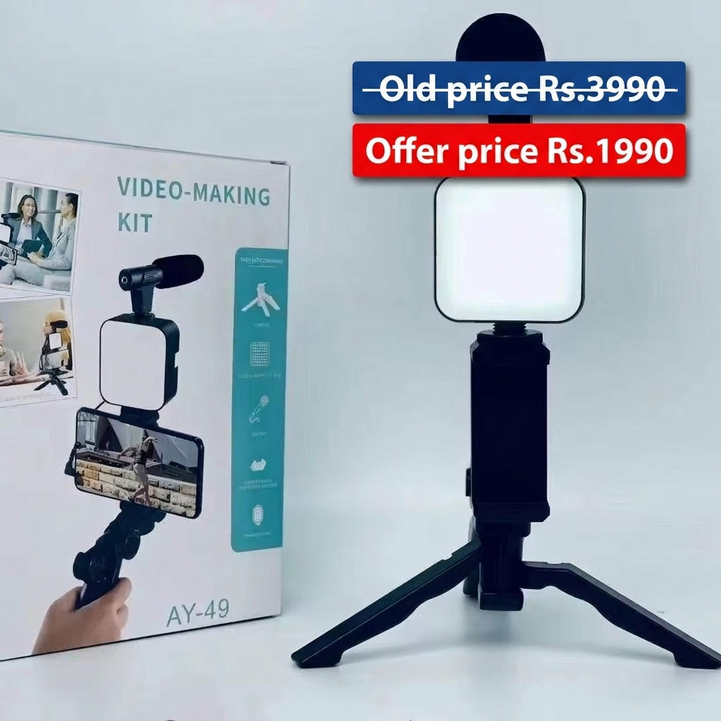 Phone Holder Photography Lighting Smartphone Video Kit Microphone LED Selfie Tripod Recording Handle Portable Stabilizer Bracket