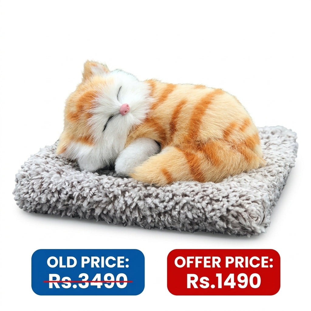 Cute Plush Toy Kawaii Simulation Sleeping Cat Stuffed Animal Display Mold Portable Fake Cat Kittens Doll Ornament Car Decoration