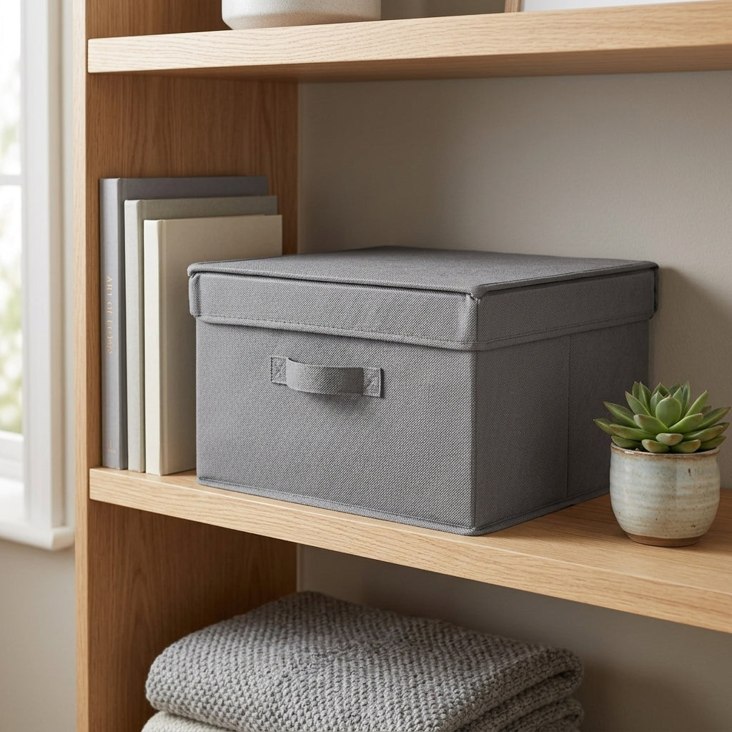 Premium Gray Storage Box with Lid
