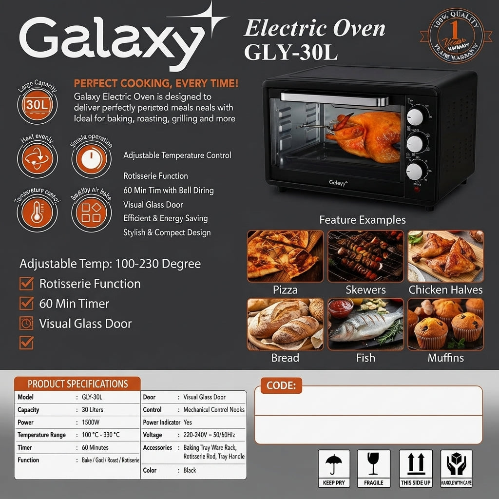 Multifunctional Kitchen Electric Oven - Galaxy (18L, 30L, 42L, 60L)