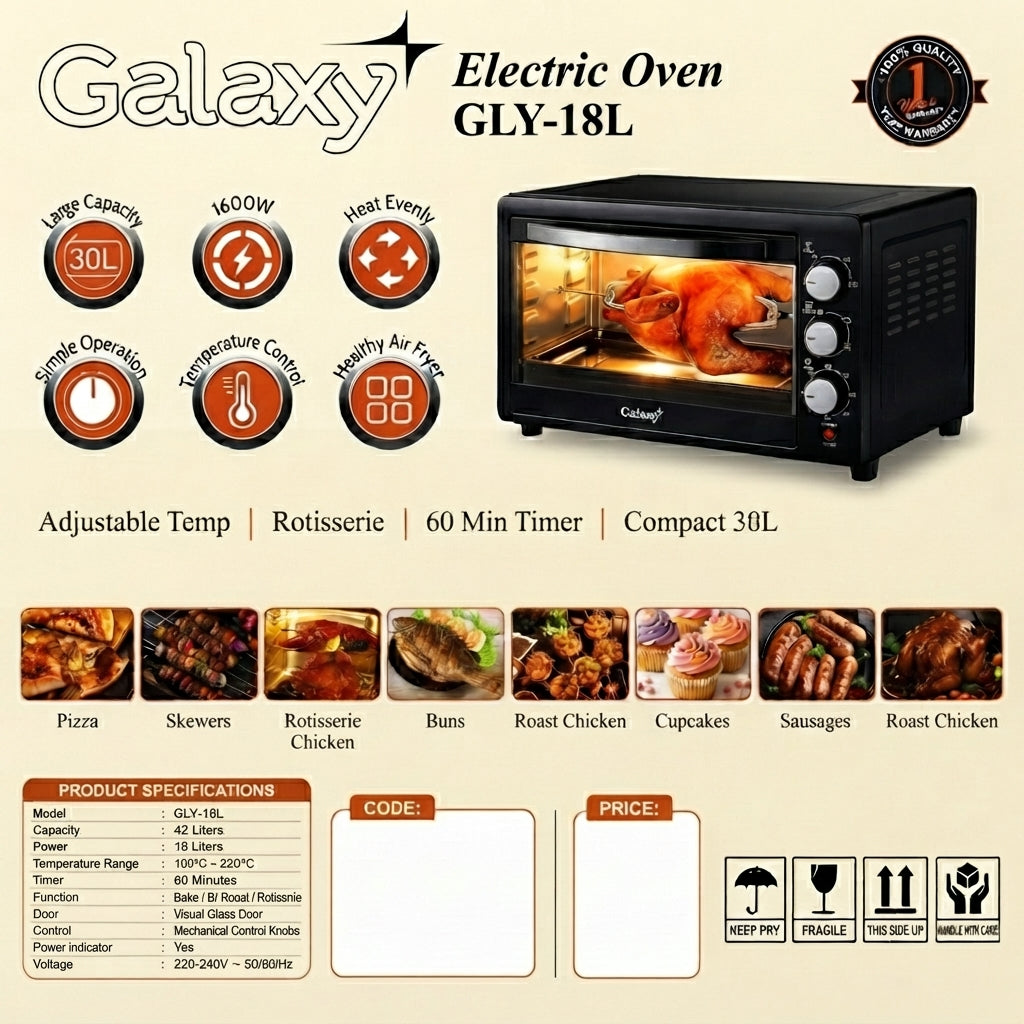 Multifunctional Kitchen Electric Oven - Galaxy (18L, 30L, 42L, 60L)
