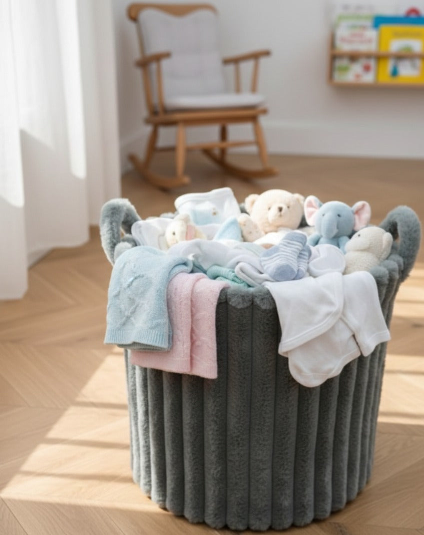 Woolen Large Gray Luxury Laundry Basket