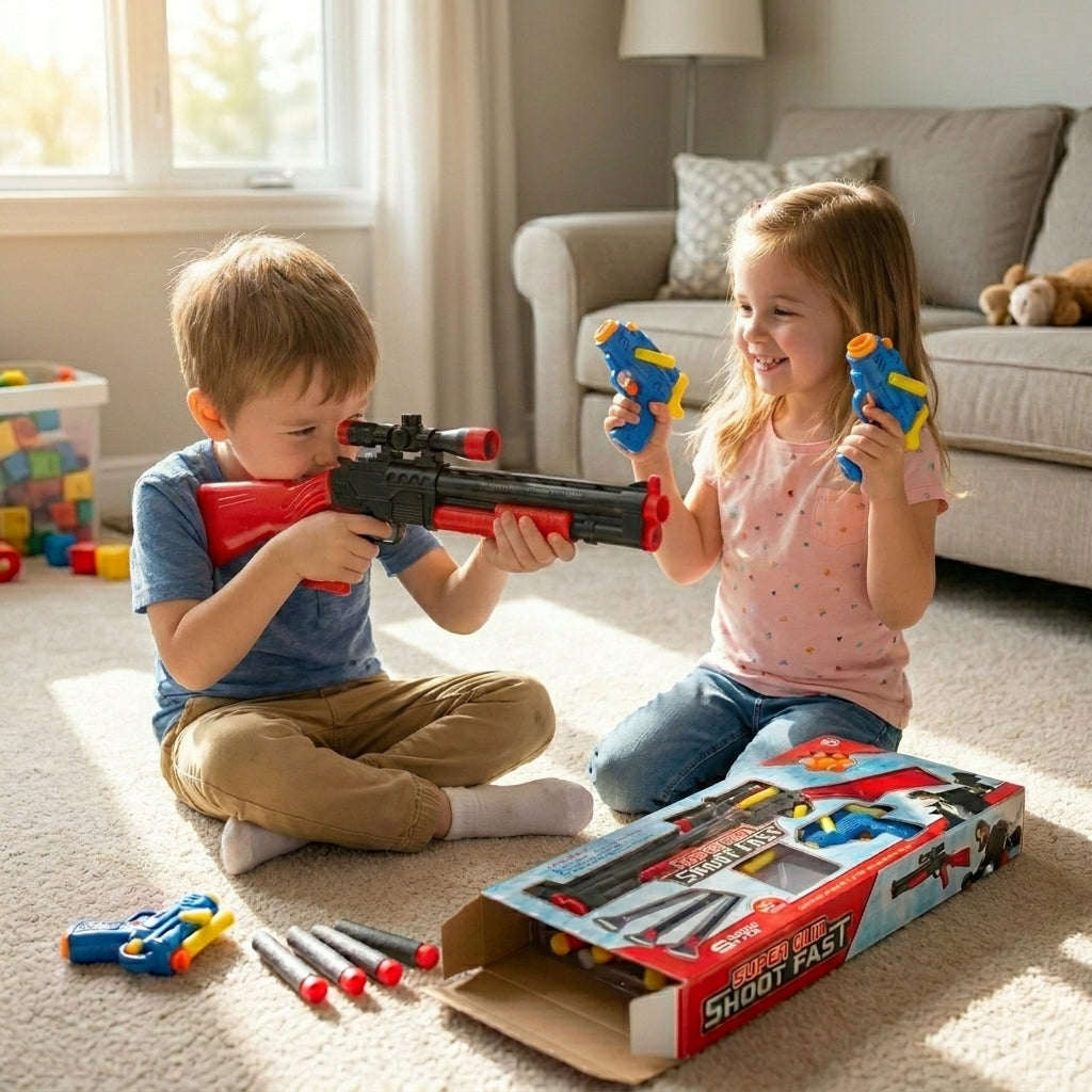 Soft Bullet Toy Gun Manual Gun Pistol Dart Blaster Colorful Plastic Shooting Model Launcher with Box Boys