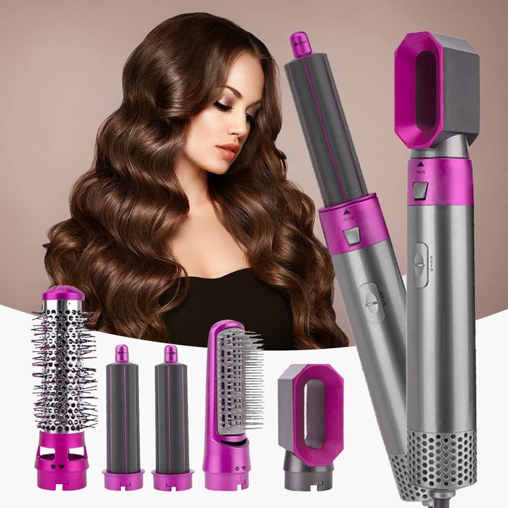 5-in-1 Multifunctional Curling Iron Set, Hot Air Styler Styling Tool, with 5 Interchangeable Barrels, Hair Dryer Straighteners Curling Irons Hot Wind Combs