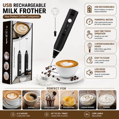 Portable Barista Electric Milk Frothers Handheld Blender USB Mini Coffee Maker Whisk Mixer Cappuccino Cream Egg Beater Food Blender