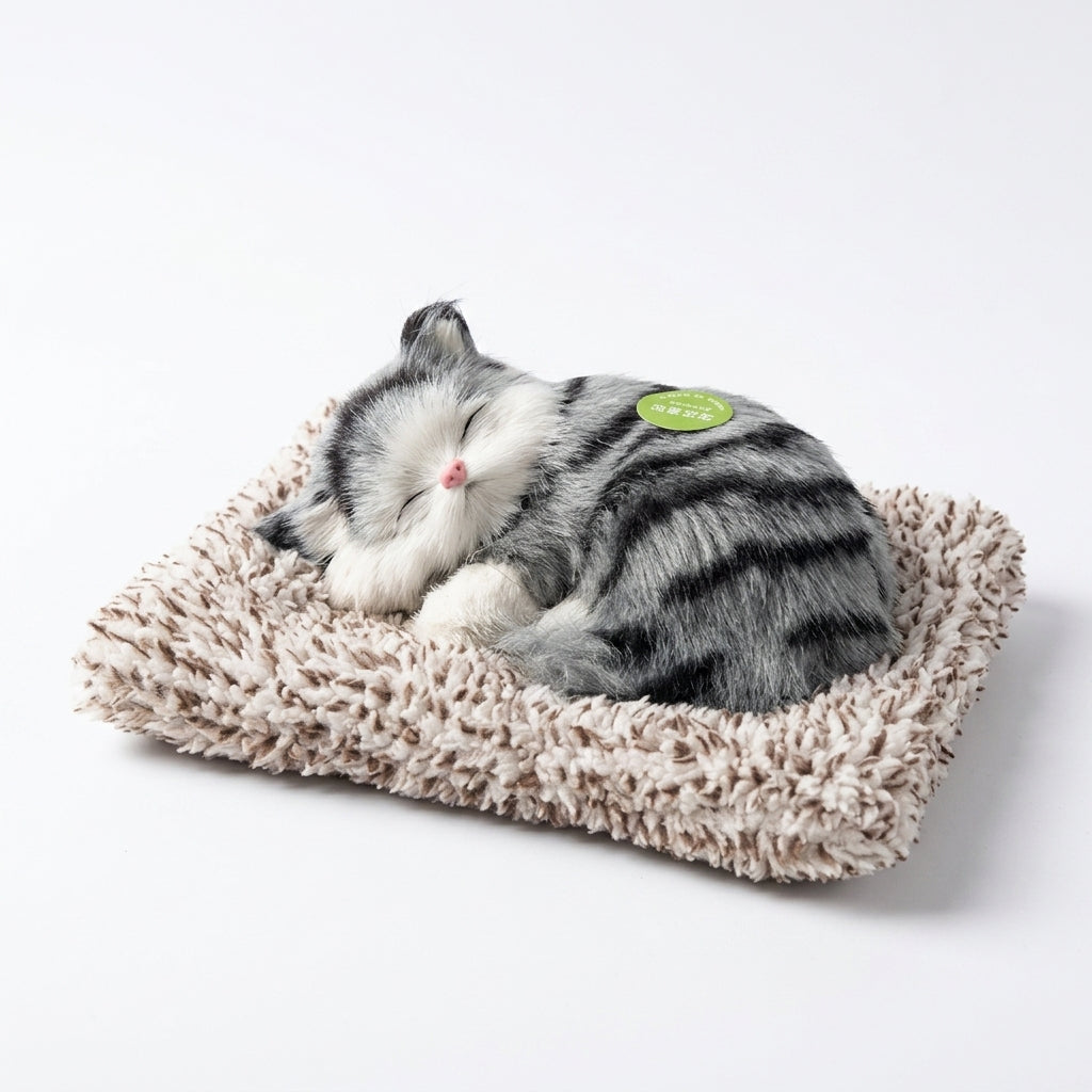 Cute Plush Toy Kawaii Simulation Sleeping Cat Stuffed Animal Display Mold Portable Fake Cat Kittens Doll Ornament Car Decoration