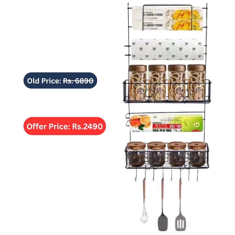 Multi-functional Refrigerator Side Shelf Kitchen Fridge Wall Hanging Shelf Paper Towel Spice Bottle Closet Storage Organizer