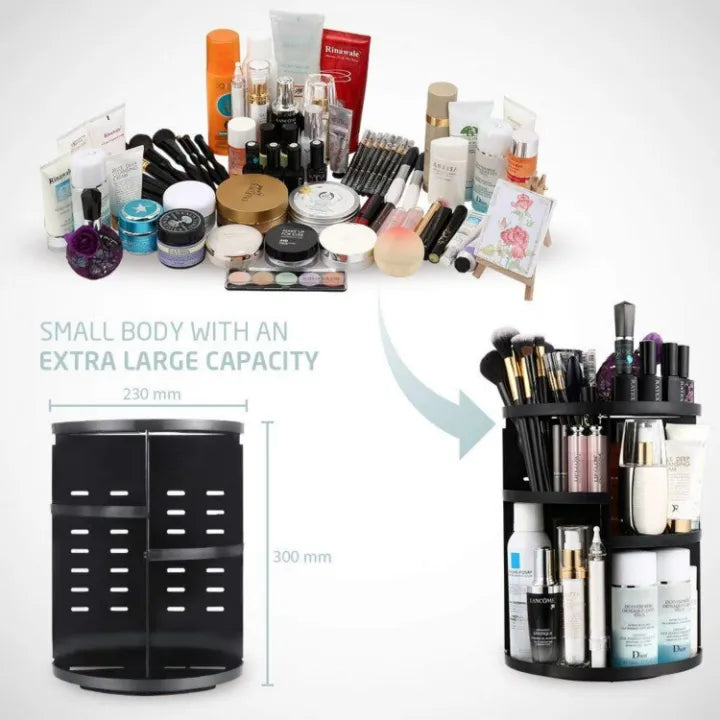 360 Rotating Makeup Organizer, DIY Adjustable Makeup Carousel Spinning Holder Storage Rack, Large Capacity Make up Caddy Shelf Cosmetics Organizer Box