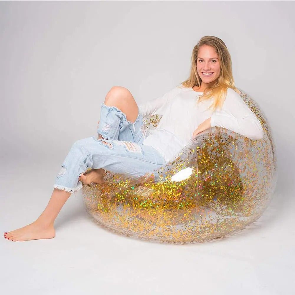 Inflatable Sofa Lazy Couch Transparent Air Cushion Sofa Outdoor Beach Fashion Sofa Chair Cute Recliner