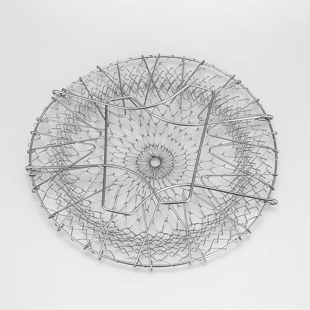 Multifunction Foldable French Fries Basket Vegetable Fruit Filter Basket Stainless Steel Telescopic Household Oil Mesh Basket