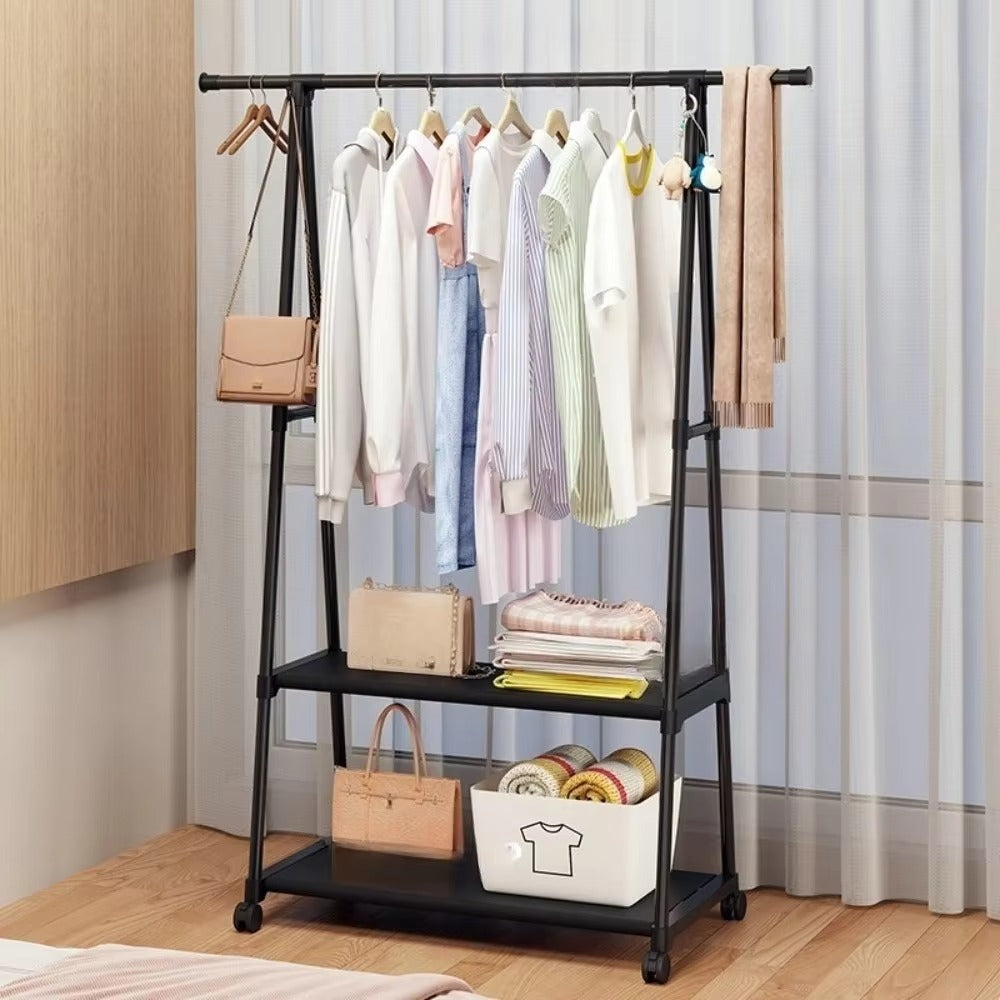 Mobile Clothes Hanger Triangle Coat Rack Wheel Storage Multi Functional Space Saving High Load-bearing Durable Clothing Rack