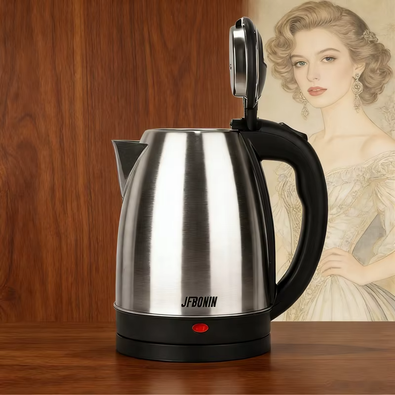 JFBONIN 1.8L Electric Stainless Steel Kettle 220V Base Separation Design Rust-Resistant Durable for Home Travel