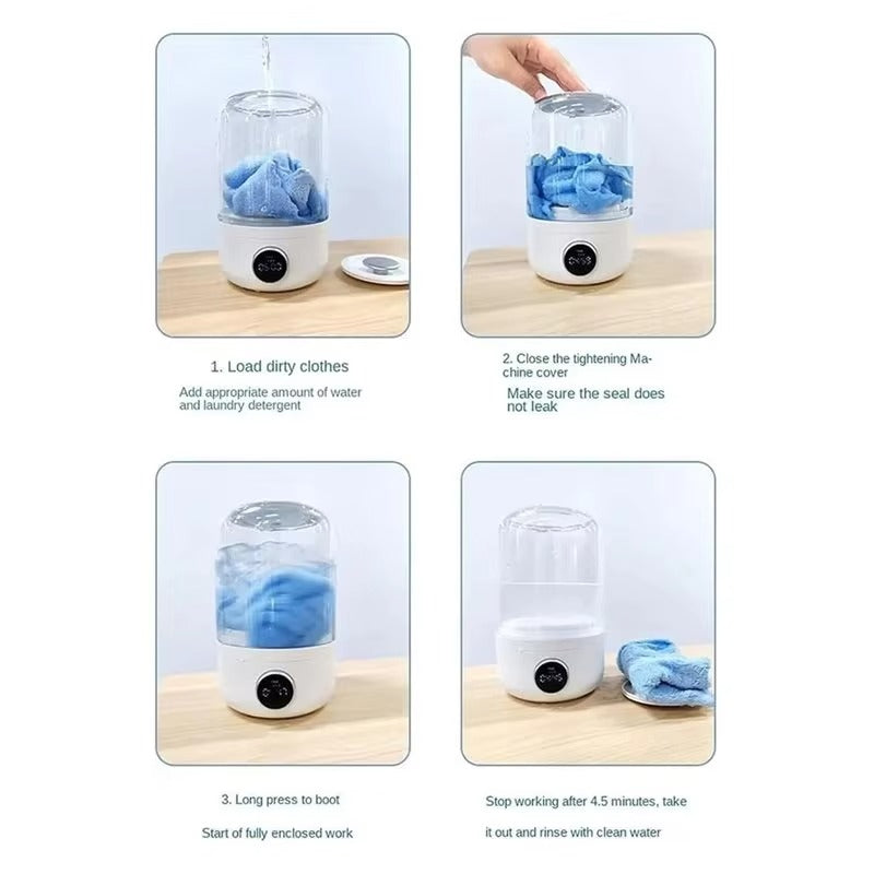 A50Q-Portable Washing Machine Wireless Mini Sock Washer Underwear Cleaner Dehydratable Laundry Bucket