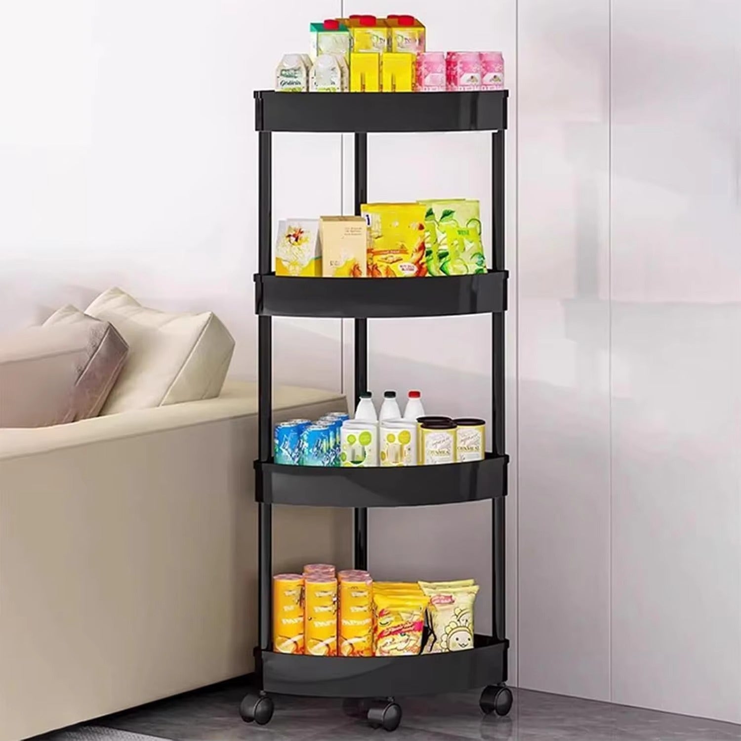 3/4Tiers Corner Storage Rack Shelves Organizer Space Saving Multi-Functional for Kitchen Living Room Bathroom