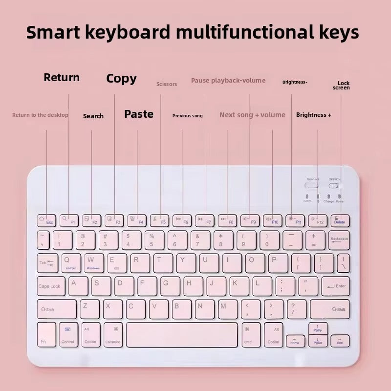 Portable Mini Bluetooth Keyboard Mouse Set for iPad Android Tablets Universal Mobile Phone Colorful Protective Case Accessories