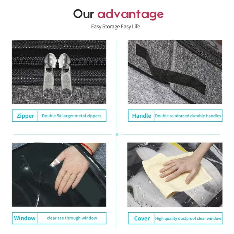 1 Pc Under Bed Shoe Storage Organizer Can Accommodate 12 to 16 Pairs Of Shoes With Transparent Window Breathable Foldable