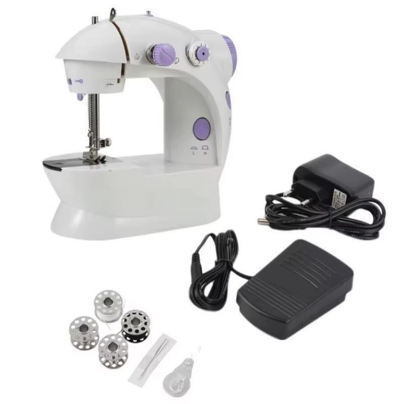 Mini household electric sewing machine, single line, suitable for voltage 100-240V, foot switch, with LED light, expansion table