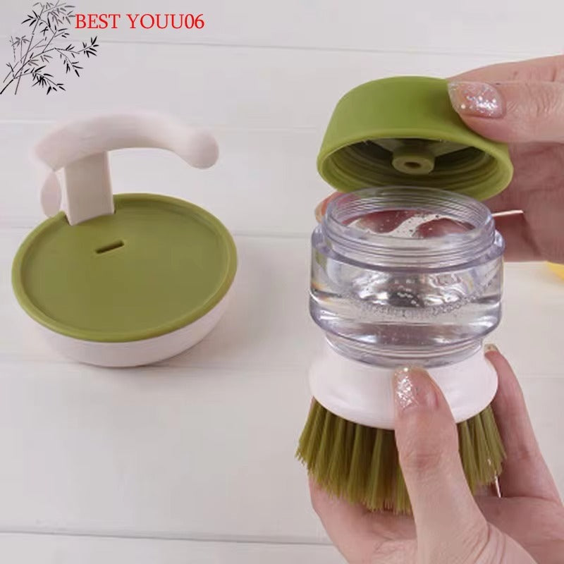Hot Kitchen Cleaning Brush Liquid Addition Soap Brush Household Pot Scrubbing Brush Dishwashing Brush Liquid Soap Dispenser
