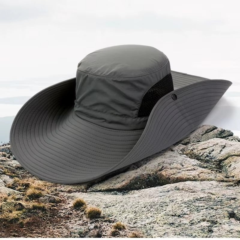 15cm Large Cap Polyester Sun Hat UV Protection Breathable Mesh Cap Foldable Fisher Hat Outdoor Fishing Hiking Beach Caps