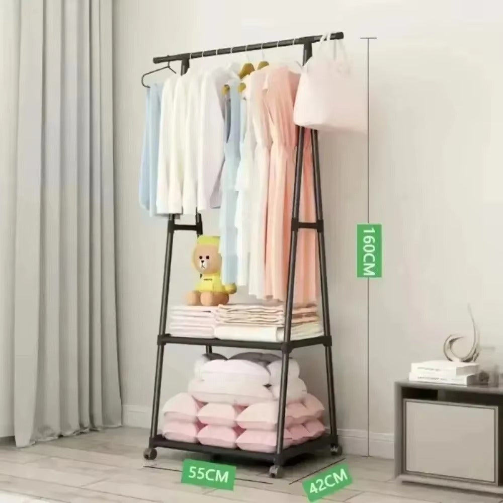 Mobile Clothes Hanger Triangle Coat Rack Wheel Storage Multi Functional Space Saving High Load-bearing Durable Clothing Rack